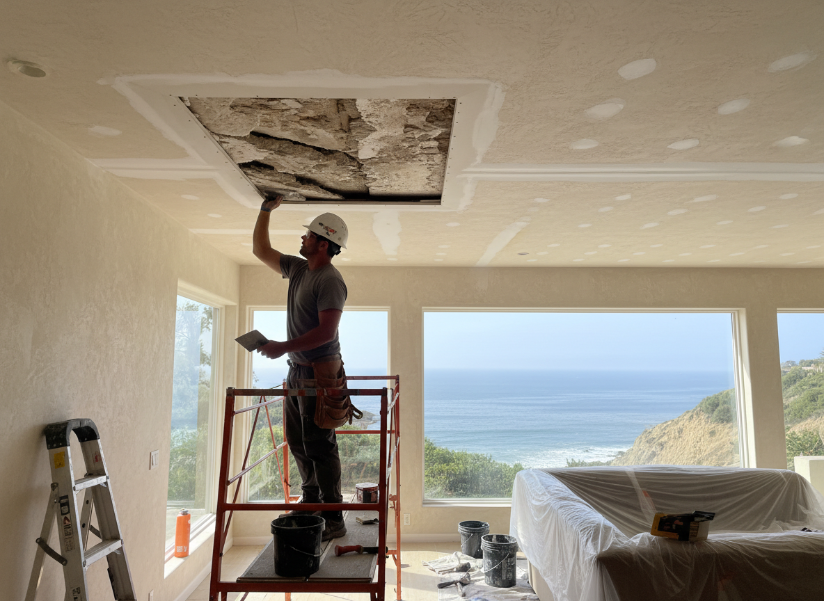 Ceiling water damage repair in Rancho Palos Verdes